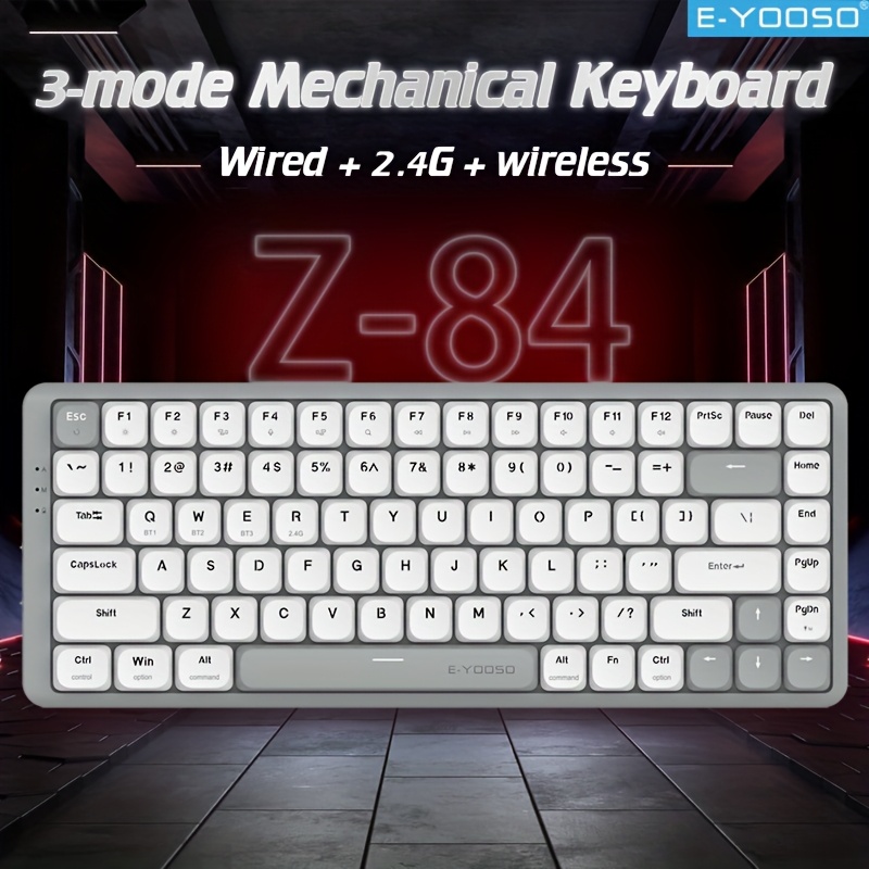 Gaming Keyboard E Yooso - E-YOOSO Tri-Mode 2.4GWireless/Bluetooth/clavier mécanique filaire 84