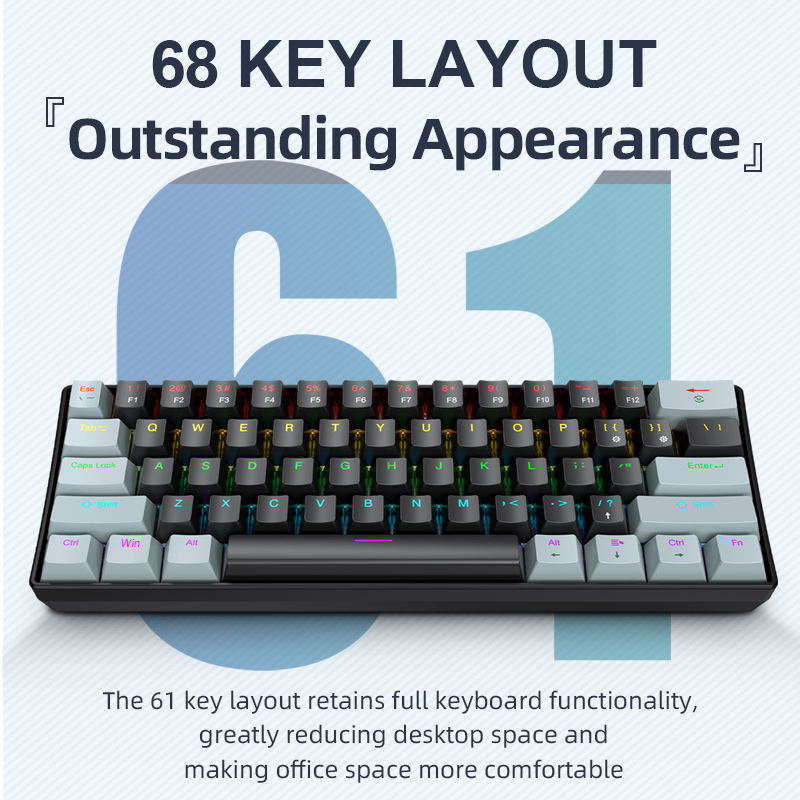Gaming Keyboard Mini - APAYADO K61 Mini clavier mécanique, filaire,