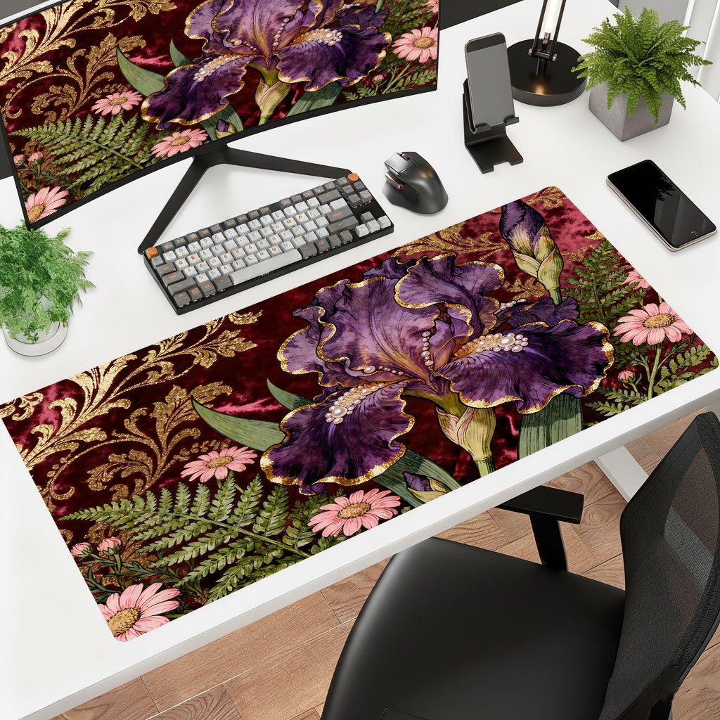 Gaming Keyboard Brand - Tapis de Souris Floral Violet de