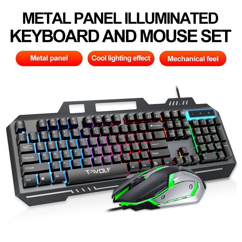 Gaming Keyboard Mouse Combo - T WOLF-Clavier filaire rétro4.2 TFfemale, 104