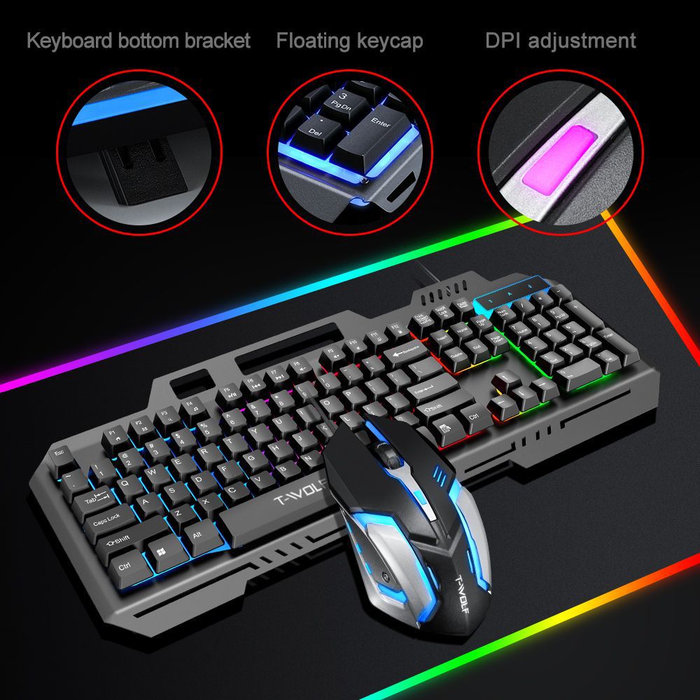 T WOLF-Clavier filaire rétro4. - Gaming Keyboard Mouse Combo avis et prix